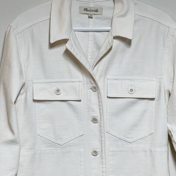 NWOT Madewell Drakefield Shirt-Jacket Shacket in Ecru Womens Sz XXS - Picture 7 of 8